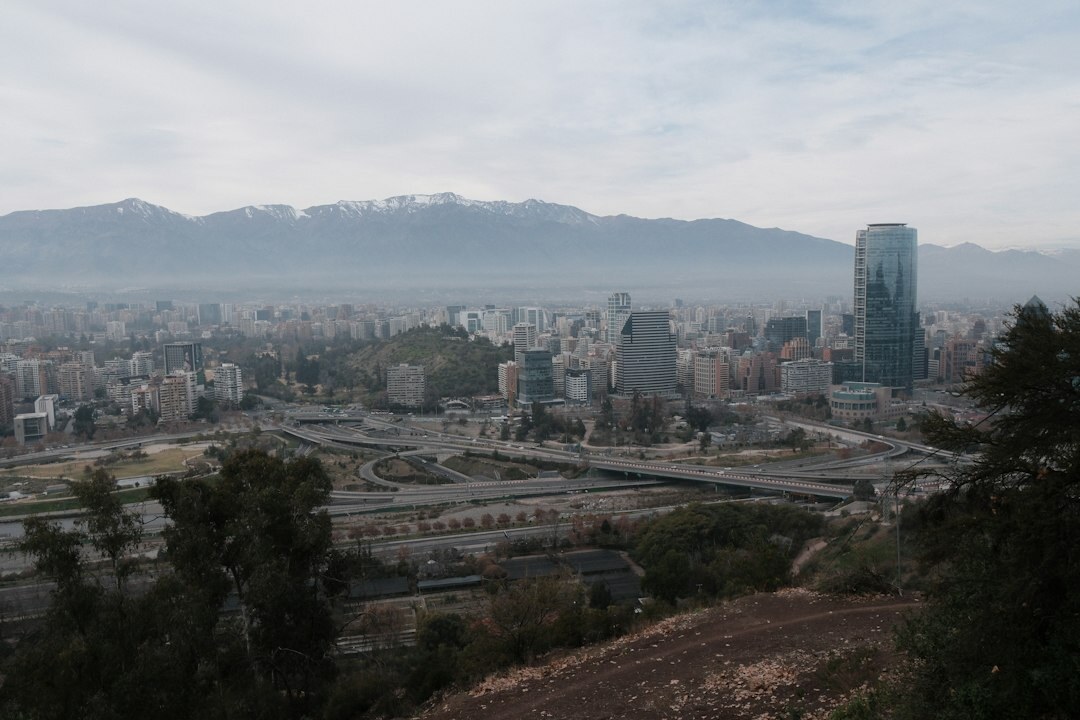 Modern skyline of Santiago de Chile with the Andes mountains behind